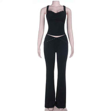 Lace Top And Flared Pants Set For Women