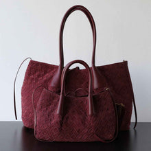 Handwoven Matte Cowhide Tote Bag With Large Capacity