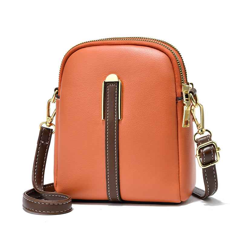 Vertical Soft Leather Shoulder Crossbody Bag Coin Purse