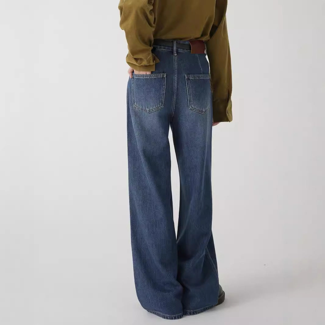 Women's Fashion High-Waist Straight-Leg Wide-Leg Jeans by Mirlaine Univers