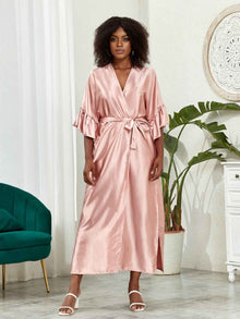 Women's Fashion Plus-Size Satin Long-Sleeve Dress