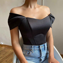 Fishtail-waistline Womens Satin Off-shoulder Top
