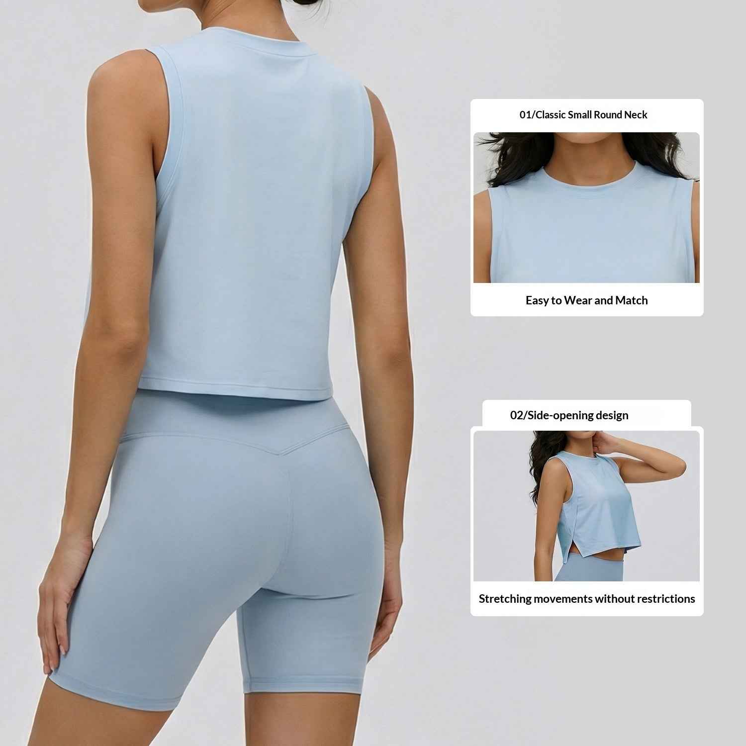 Sleeveless Womens Cropped Loose-fitting Yoga Toplightweight Breathable And Casual