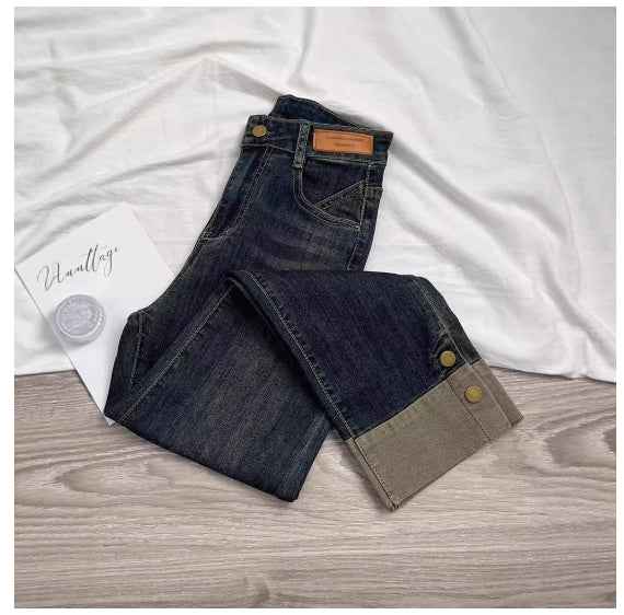 Womens Stacked Cropped Straight Jeans