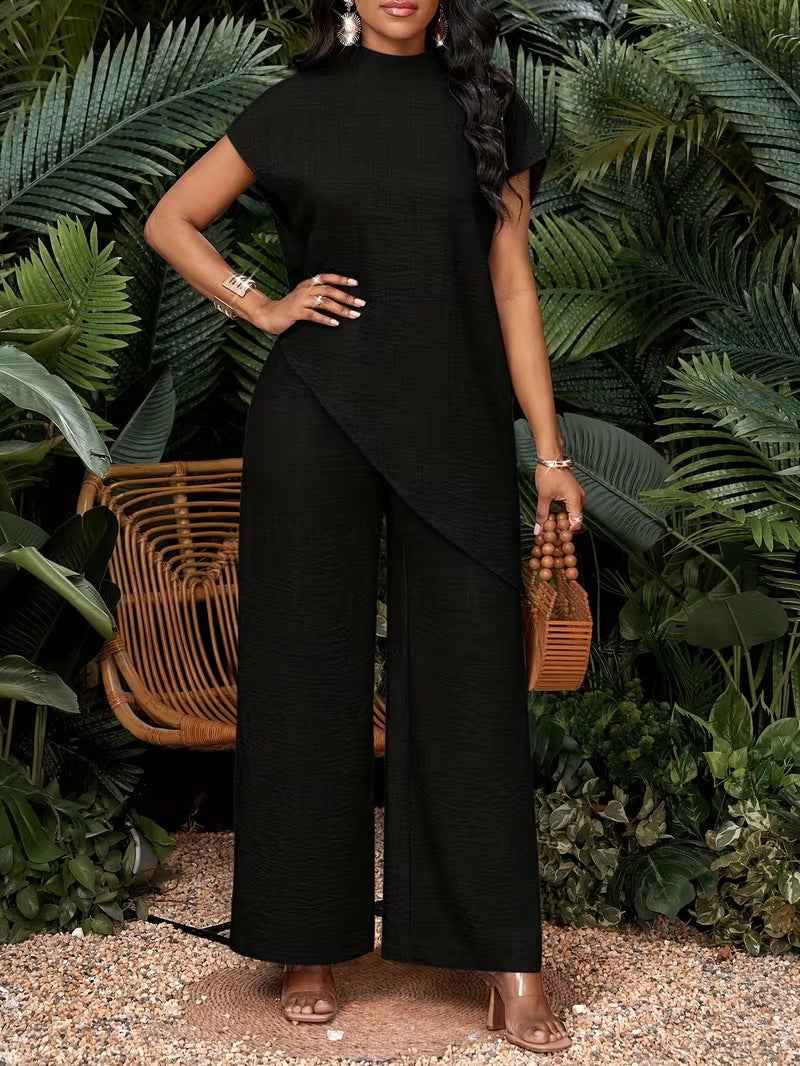 Women's Fashionable Casual Loose Asymmetrical Top Set