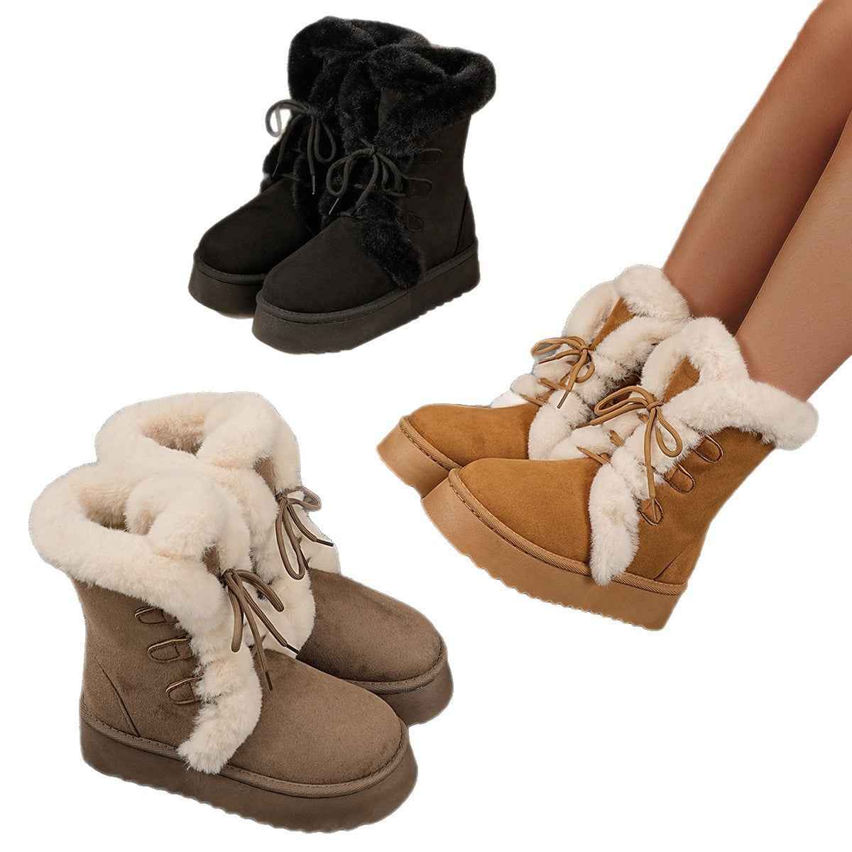 Women's Fashionable Low-Top Thick-Soled Casual Cotton Shoes