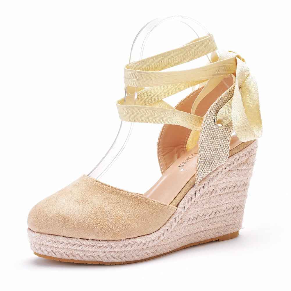 Bohemian Round Toe Platform Wedge Sandals For Women