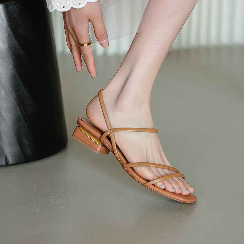 Flat Strap Open-toed Roman Sandals Women