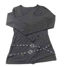 Women's Casual V-Neck Top With Metal Buttons
