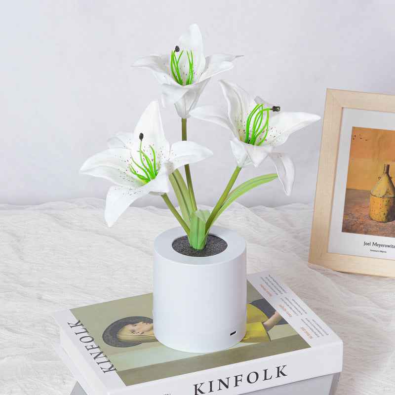 Rechargeable Led Lily Flower Pot Lamp