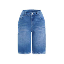 Ripped Denim Shorts With Raw Edges
