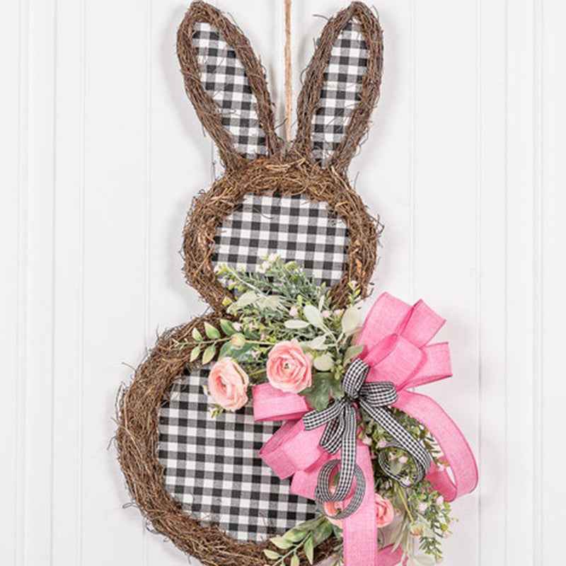 Easter Bunny Wreath Rattan Circle Easter Decoration