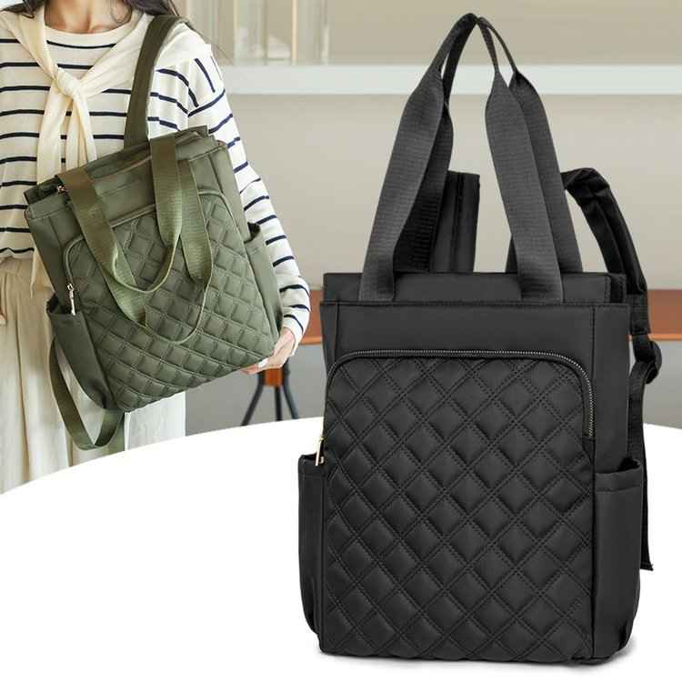 Stylish Casual Dual-handle Backpack With Embroidered Diamond-pattern Designversatile And Perfect For Everyday Use For Women