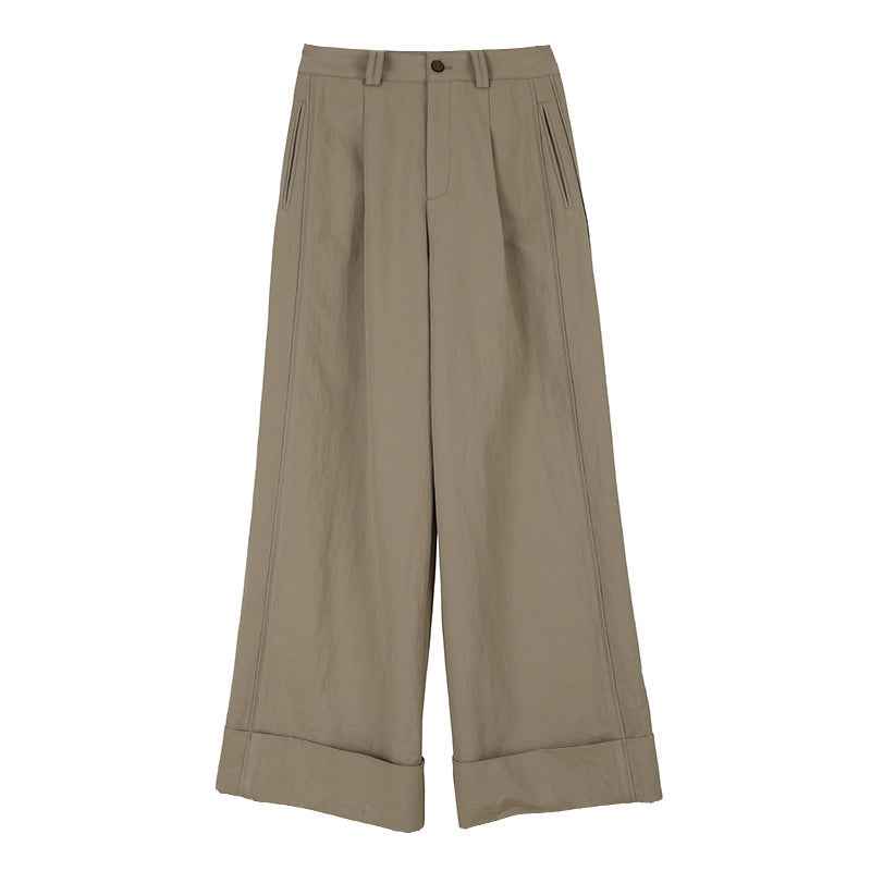 Womens Spring Long Straight Jeans With Rolled Hems