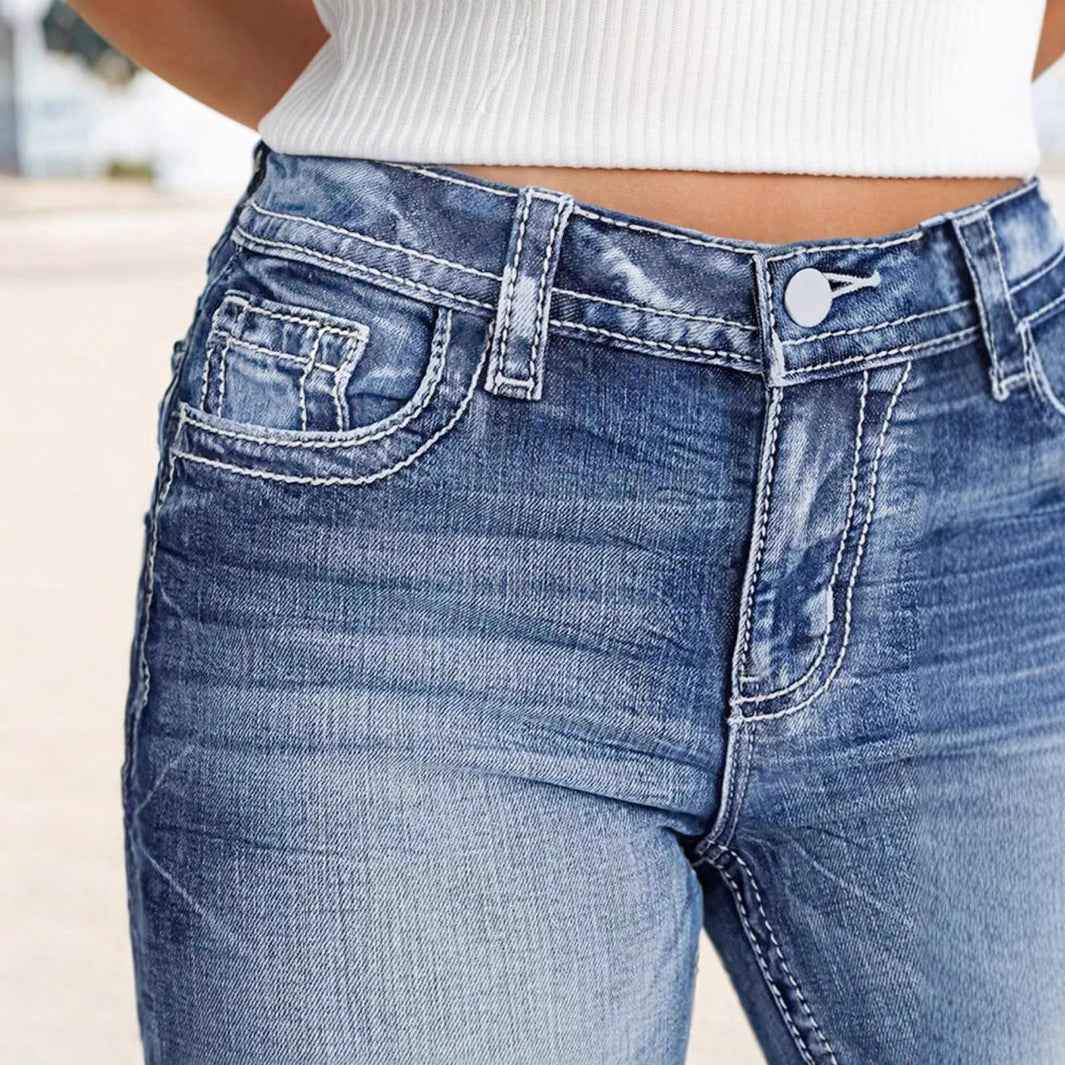 European And American Womens Slimming Washed Bootcut Jeans