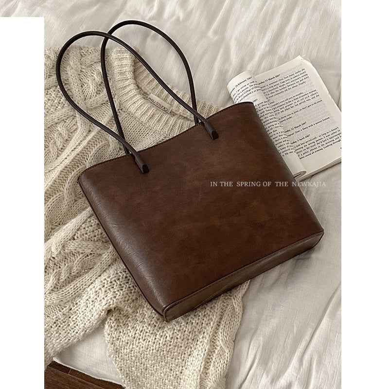 Retro Minimalist Tote Bag Versatile Large-capacity Shoulder Bag