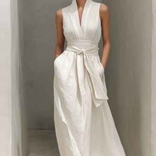Mori Girl Style V-Neck Sexy Backless Fresh And Sweet White Cathedral Train Maxi Dress