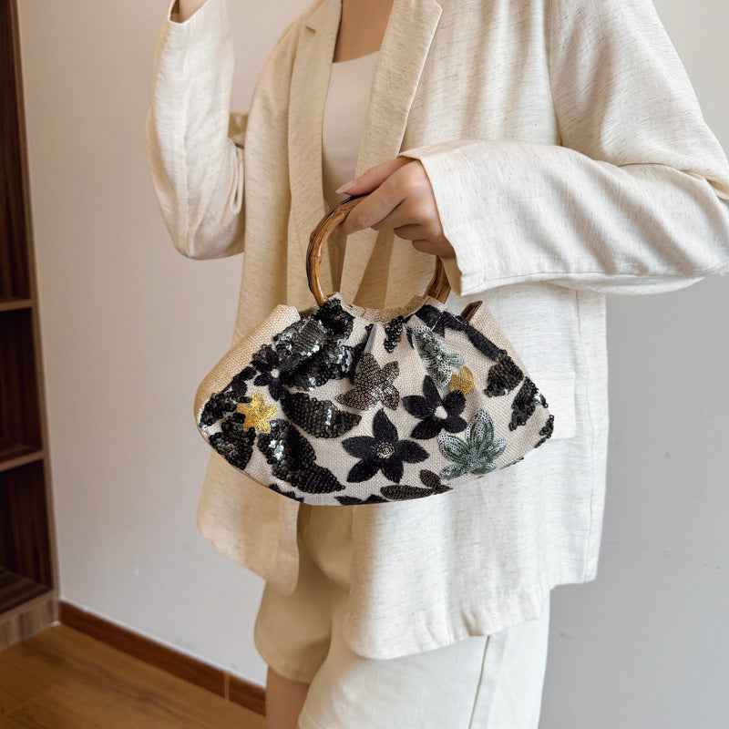 Heavy-duty Bamboo-handled Tote Bag For Women