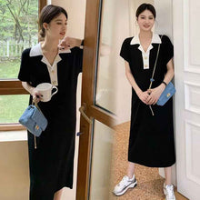 Artistic Korean-style Fashionable Elegant Lapel Maternity Dress