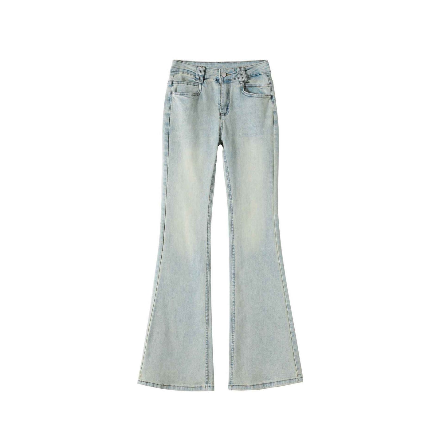 Light Blue American-Style Flared Jeans For Women