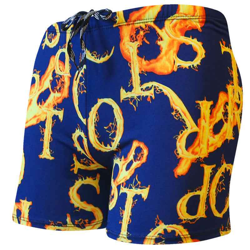 Printed Adult Swimming Trunks Men's Plus Size Boxer Beach Shorts