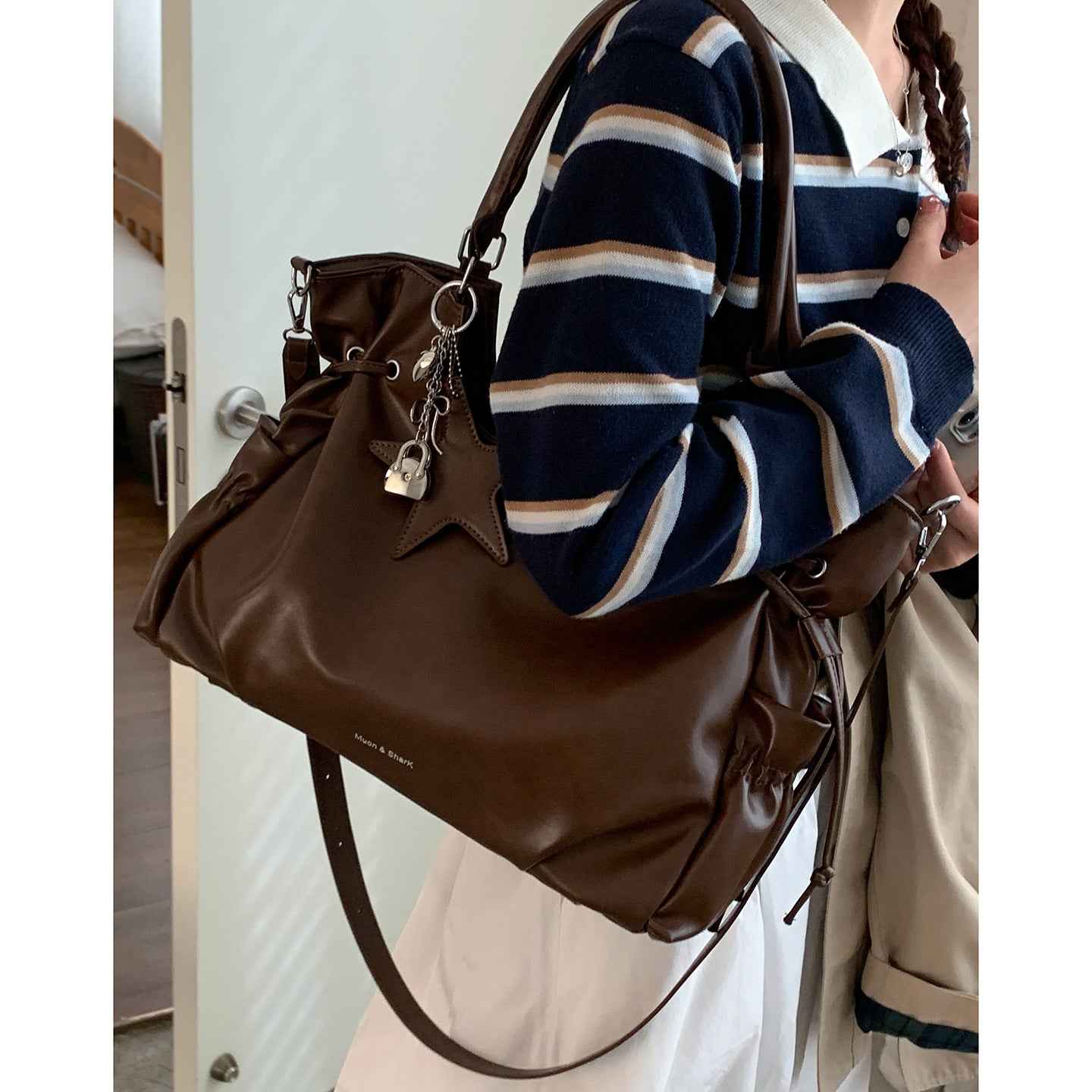 Vintage Biker-style High-capacity Underarm Bag For Women