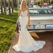 White Simple Trip Shoot Fishtail Bridal Tube Top Wedding Dress by Mirlaine Univers