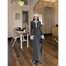 Womens Fashionable Slimming Patchwork Long-Sleeve Dress