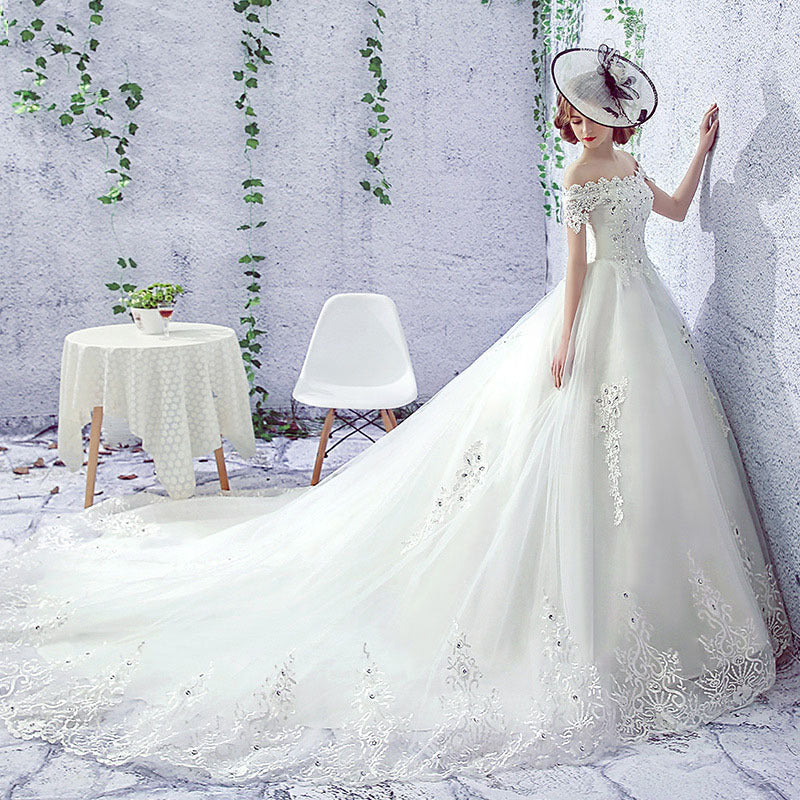 Wedding Dress Bride One-shoulder Trailing French Veil Hepburn Female by Mirlaine Univers