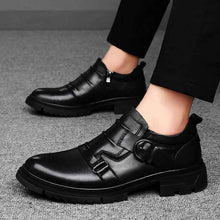 Mens Versatile Thick-Soled Genuine Leather Shoes Made From Full-Grain Cowhide