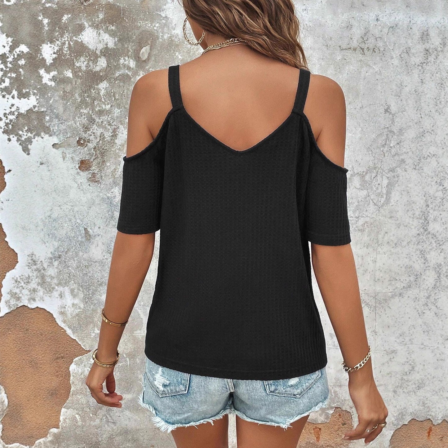 V-neck Color-block Knitted Backless Loose Short-sleeve Camisole T-shirt Top by Mirlaine Univers V-neck Color-block Knitted Backless Loose Short-sleeve Camisole T-shirt Top Mirlaine Univers v-neck-color-block-knitted-backless-loose-short-sleeve-camisole-t-shirt-top 0 V-neck Color-block Knitted Backless Loose Short-sleeve Camisole T-shirt Top Mirlaine Univers V-neck Color-block Knitted Backless Loose Short-sleeve Camisole T-shirt Top