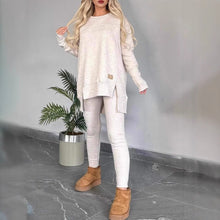 Women's Slit Long Sleeve Top And Trousers Suit by Mirlaine Univers