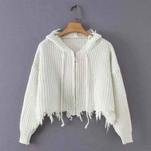 European And American Hooded Tassel Zipper Sweaters Coat