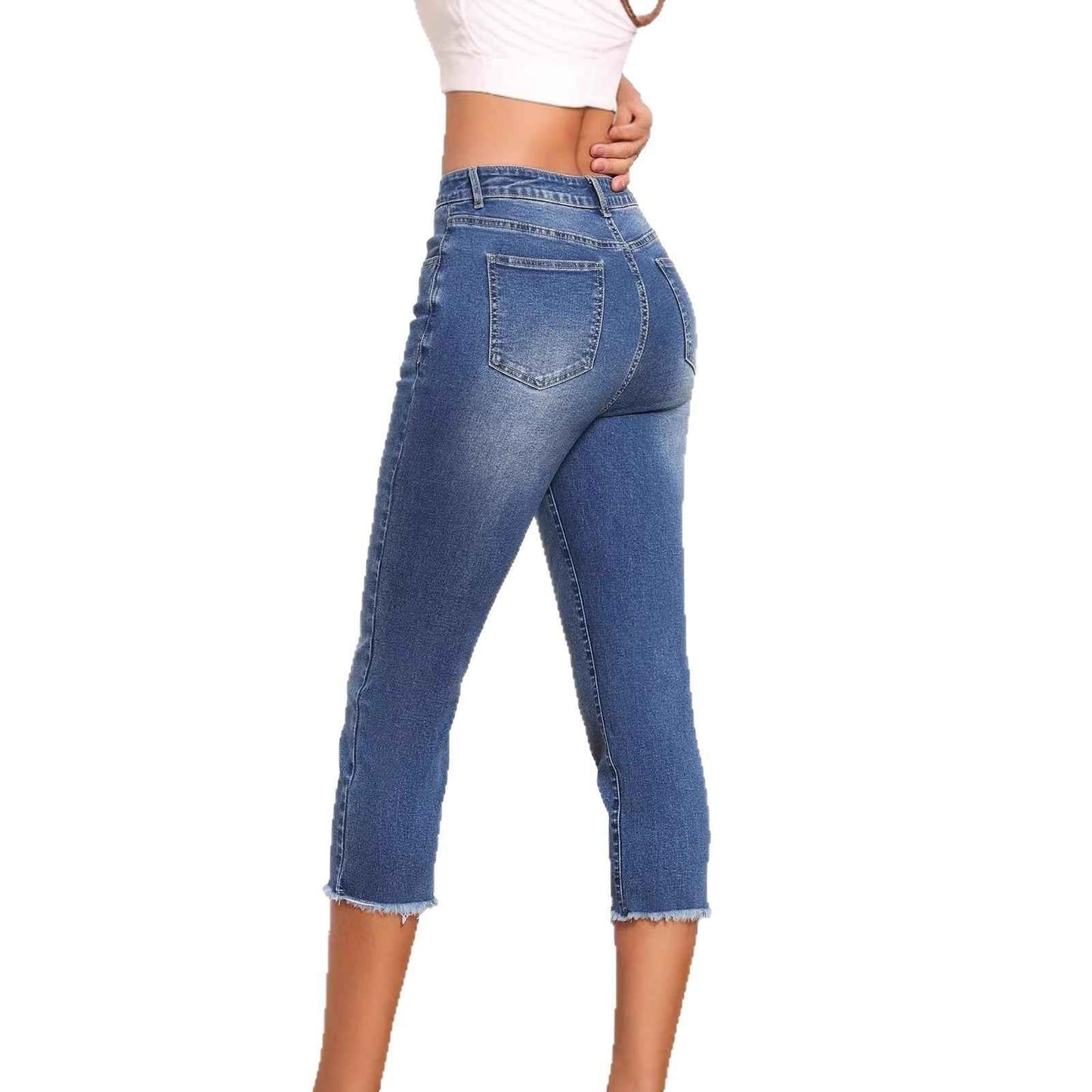 Womens Stretchy  Stylish Versatile Cropped Denim Jeans