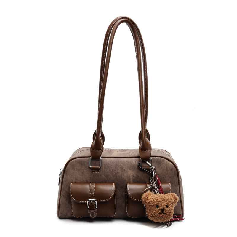 Retro Niche Color-block Commuter Handbag With A Chic Boston-style Underarm Design
