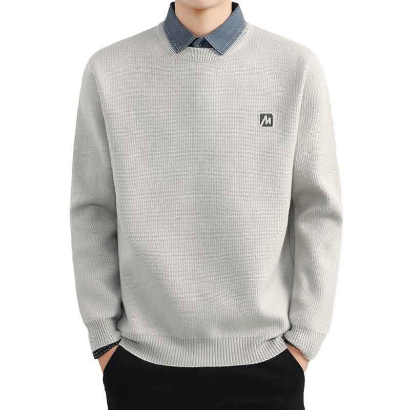 Simple Fake Two Pieces Sweaters Men
