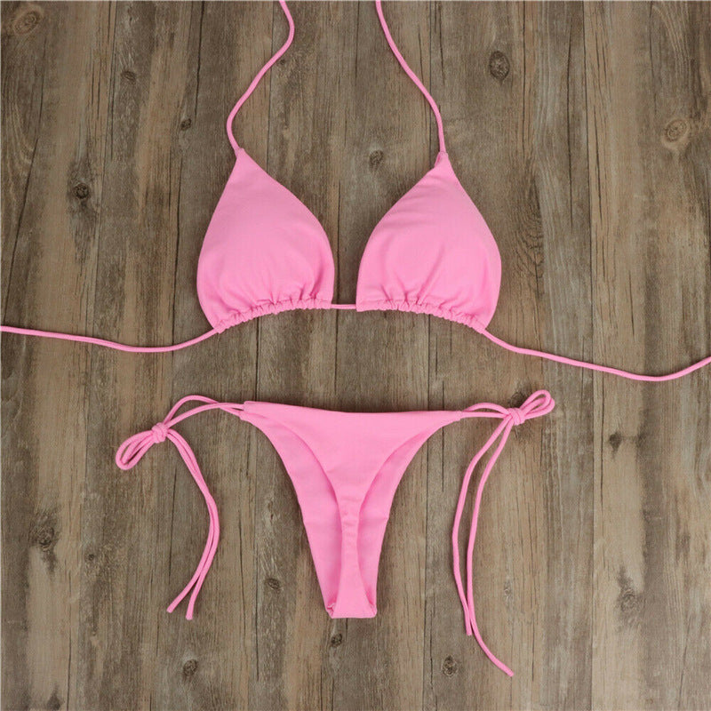 Halter Neck Tie Bikini Ladies Split Tie Swimsuit by Mirlaine Univers