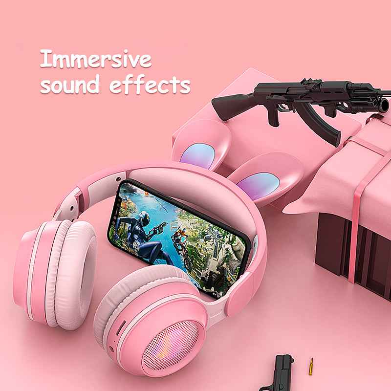Rabbit Ear Headphones Wireless Luminous Extendable Wheat Headphones - Mirlaine Univers - Rabbit Ear Headphones Wireless Luminous Extendable Wheat Headphones