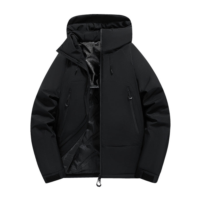 Mens Insulated Hooded Outdoor Shell Jacket For Warmth