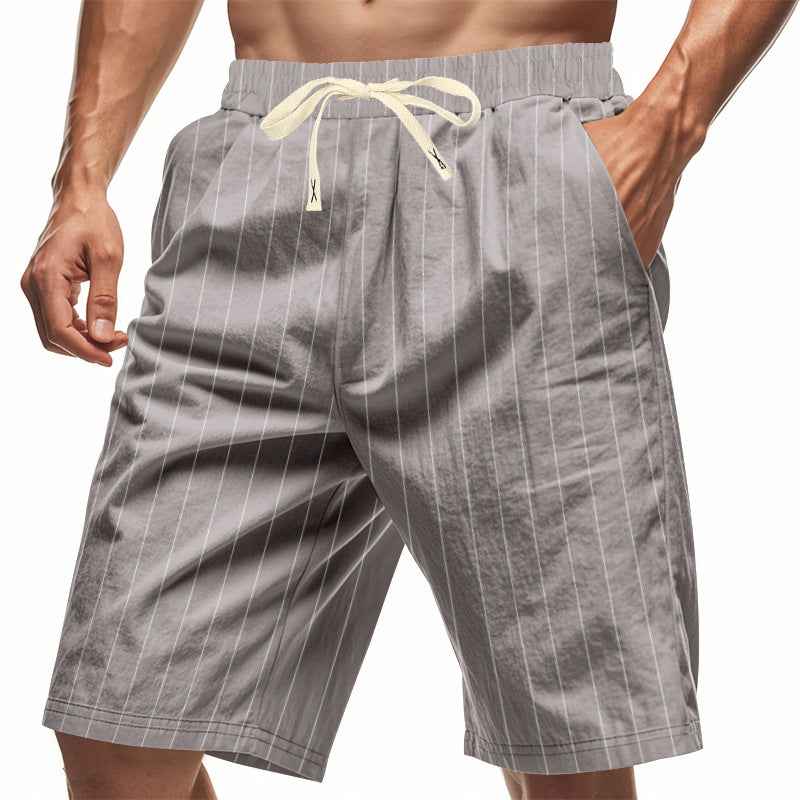 Mens Relaxed-fit Breathable American-style Linen Shorts For The Beach