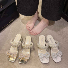 Gentle Bowknot Chunky Heel Sandals For Women Summer New One Strap Transparent