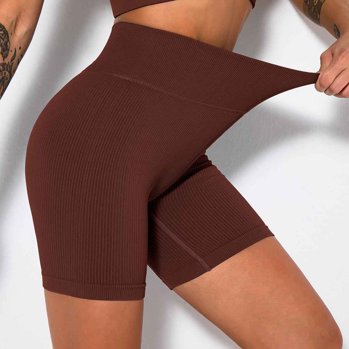 Seamless Knitted Sexy Sports Short-sleeved Shorts Yoga Wear Fitness Suit