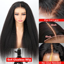 Yaki Kinky Straight Wigs 4C Edges Curly 13x6 HD Lace Frontal Wig Pre Plucked Curly Baby Hair 6x4 Glueless Wigs Ready To Wear