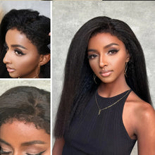 Kinky Straight hair wig, 5x5 glue free high-definition transparent lace front - glue free wig, natural appearance, 200% density