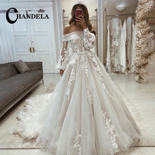 CHANDELA Trendy A-line Wedding Dress Bridal Sleeveless Tulle Lace Appliques Lacing up Brush Train Vestidos Para Mujer Customised