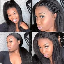 Kinky Straight hair wig, 5x5 glue free high-definition transparent lace front - glue free wig, natural appearance, 200% density