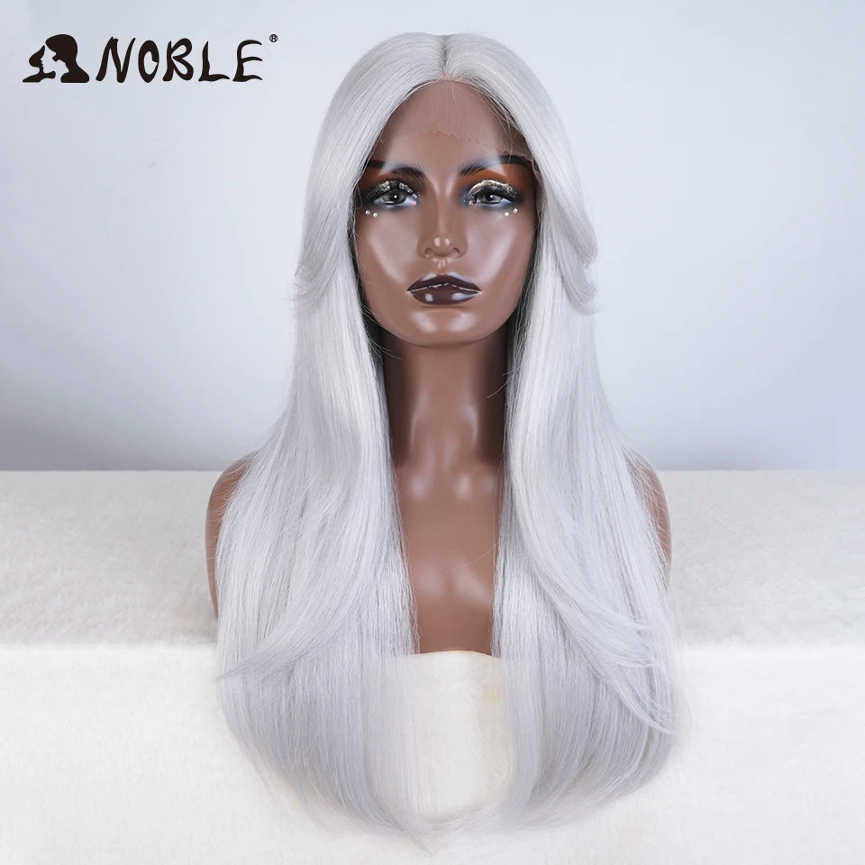 Noble 26 Inch Synthetic Lace Front Wig Ombre Blonde Cosplay