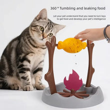 Creative Cats Slow Feeding Snack Toy Pet Interactive Food Feeding Device Educate Toys Fun Roast Chicken Leg 360° Rotating Feeder