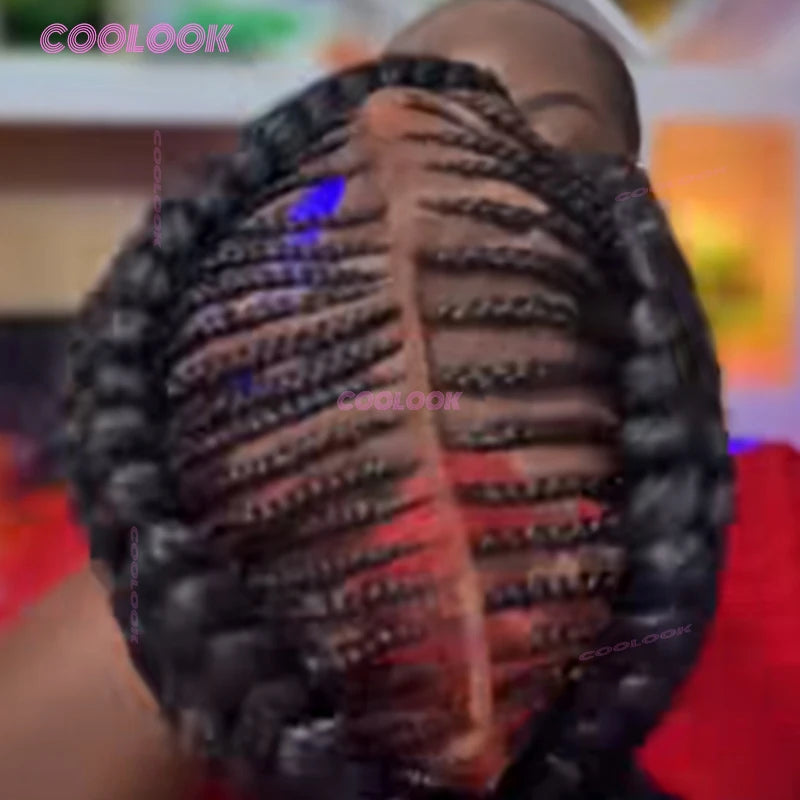 Synthetic Braided Wigs Glueless Cornrow Bun Lace Wig Women