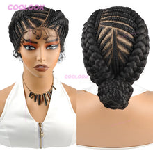 Synthetic Braided Wigs Glueless Cornrow Bun Lace Wig Women